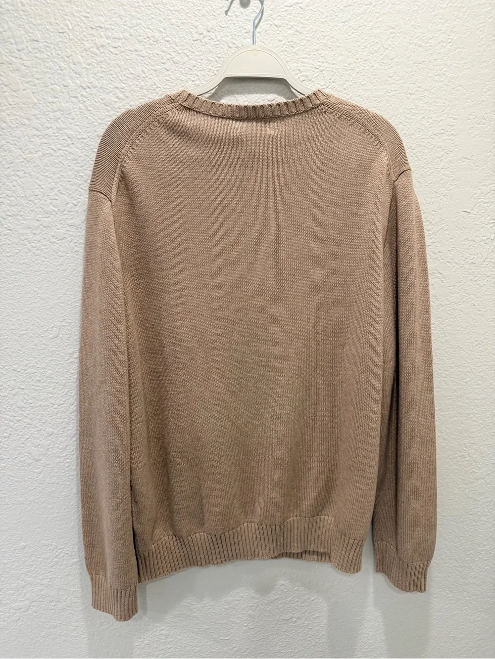 Ralph Lauren Men’s Crewneck Sweater in Beige with Green Polo Logo